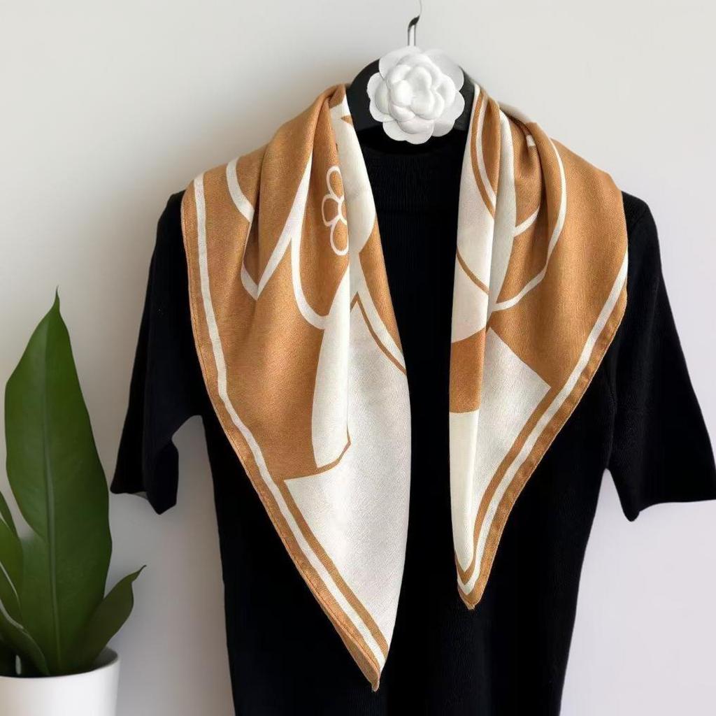 Korean version of solid color big red small square scarf women's plain color spring and autumn warm silk scarf versatile professional scarf decorative