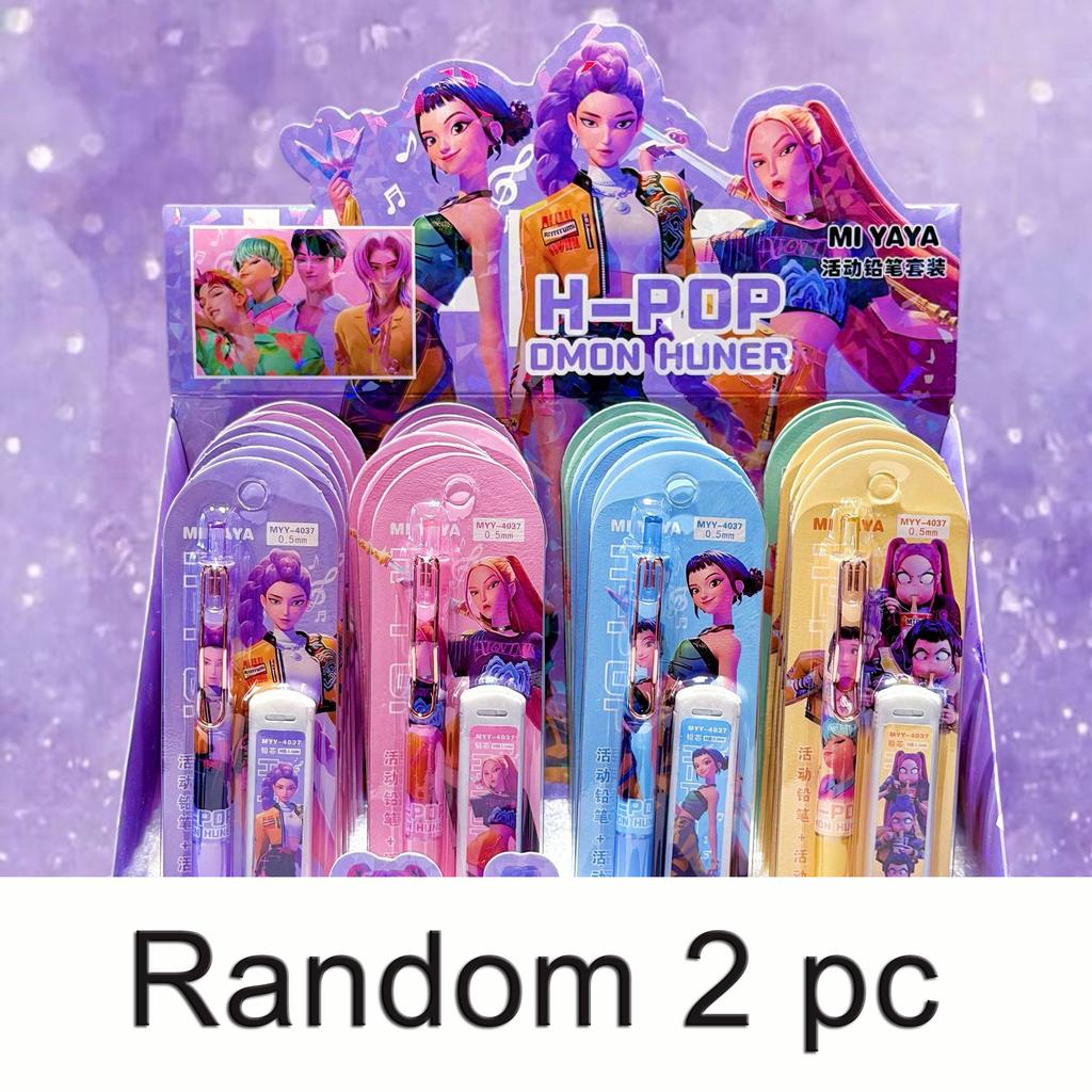 New K-POP Demon Hunters Mechanical Pencil Set with Lead Refills 0.5mm Cartoon Writing Pens, School Supplies Gift for Kids & Fans
