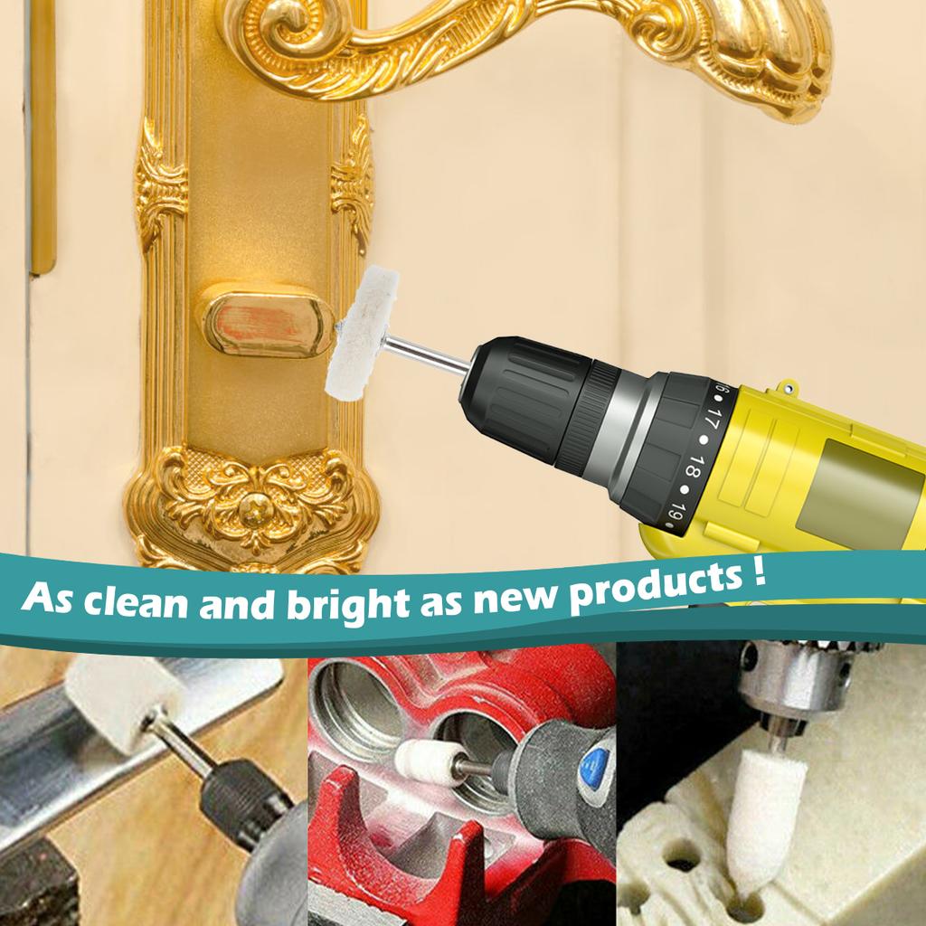 100Pcs Grinding Polishing Buffing Round Wheel Pad Wool 1/8" Shank For Dremel Rotary Tool Accessories for Wood Metal Glass Jewelr