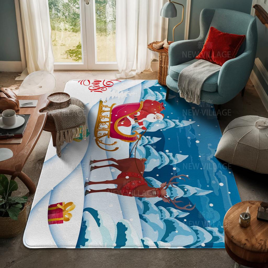 House Entrance Carpet Home Door Mat Living Room Bath Foot Bathroom Non-slip Water Absorption Rugs Bath Merry Christmas Winter