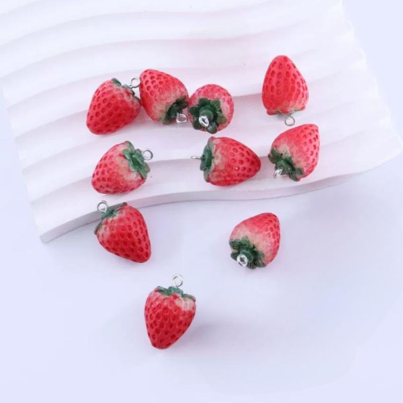 5/10Pcs Simulation Strawberry Resin 3D Prop Model Pendant DIY Jewelry Accessories Charms Earrings Necklace Decorative Pendant