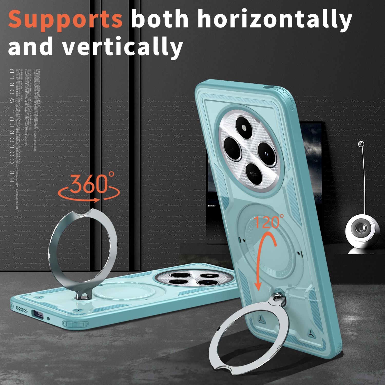 

Kickstand Case for Xiaomi Poco C75 4G/Redmi 14R 5G/14C 4G Compatible with MagSafe Military Protection PC+TPU Cover Purple