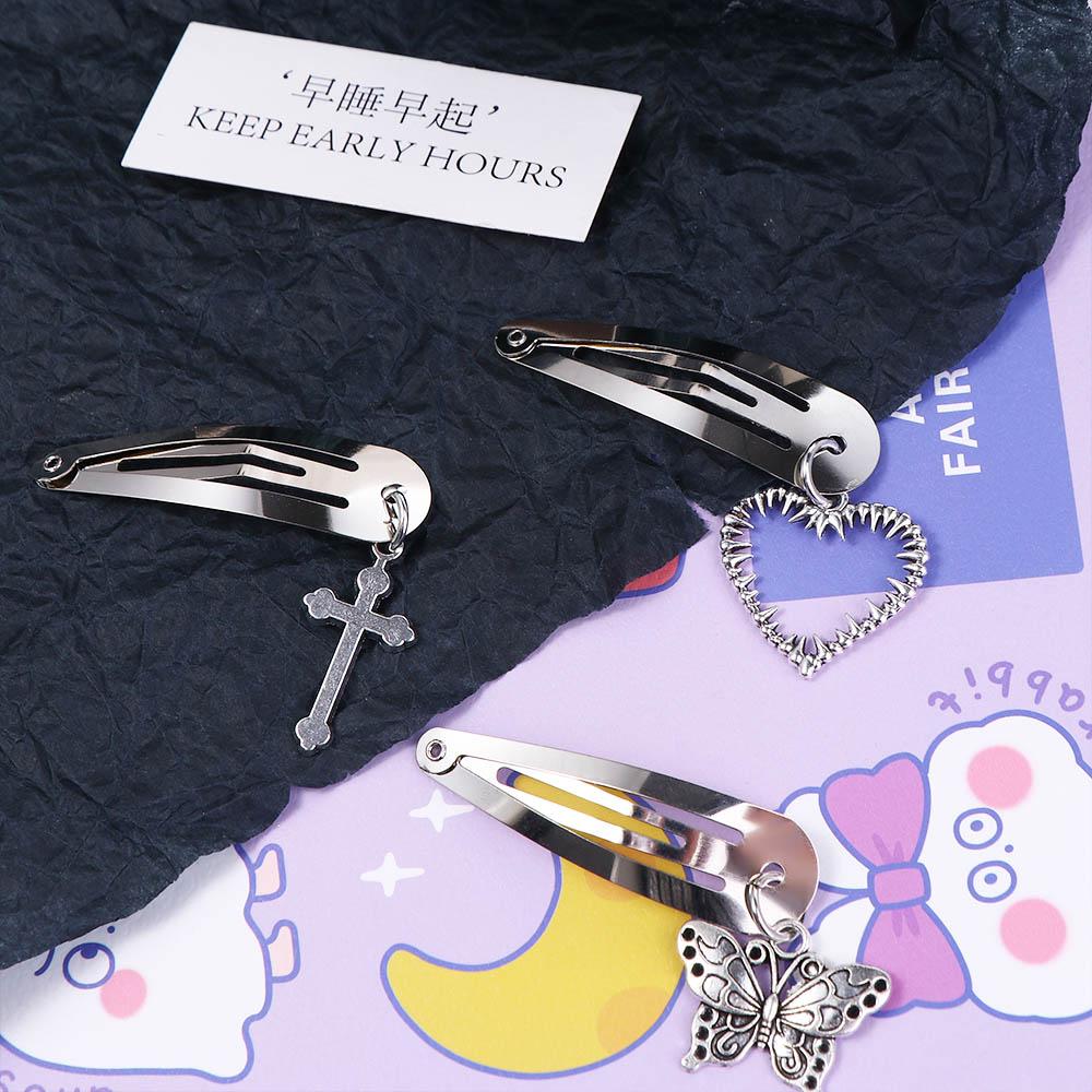Water Drop Clip Bear Cool Cross Barrette Punk Hair Clip Women Hair Accessories Korean Style Hairpin
