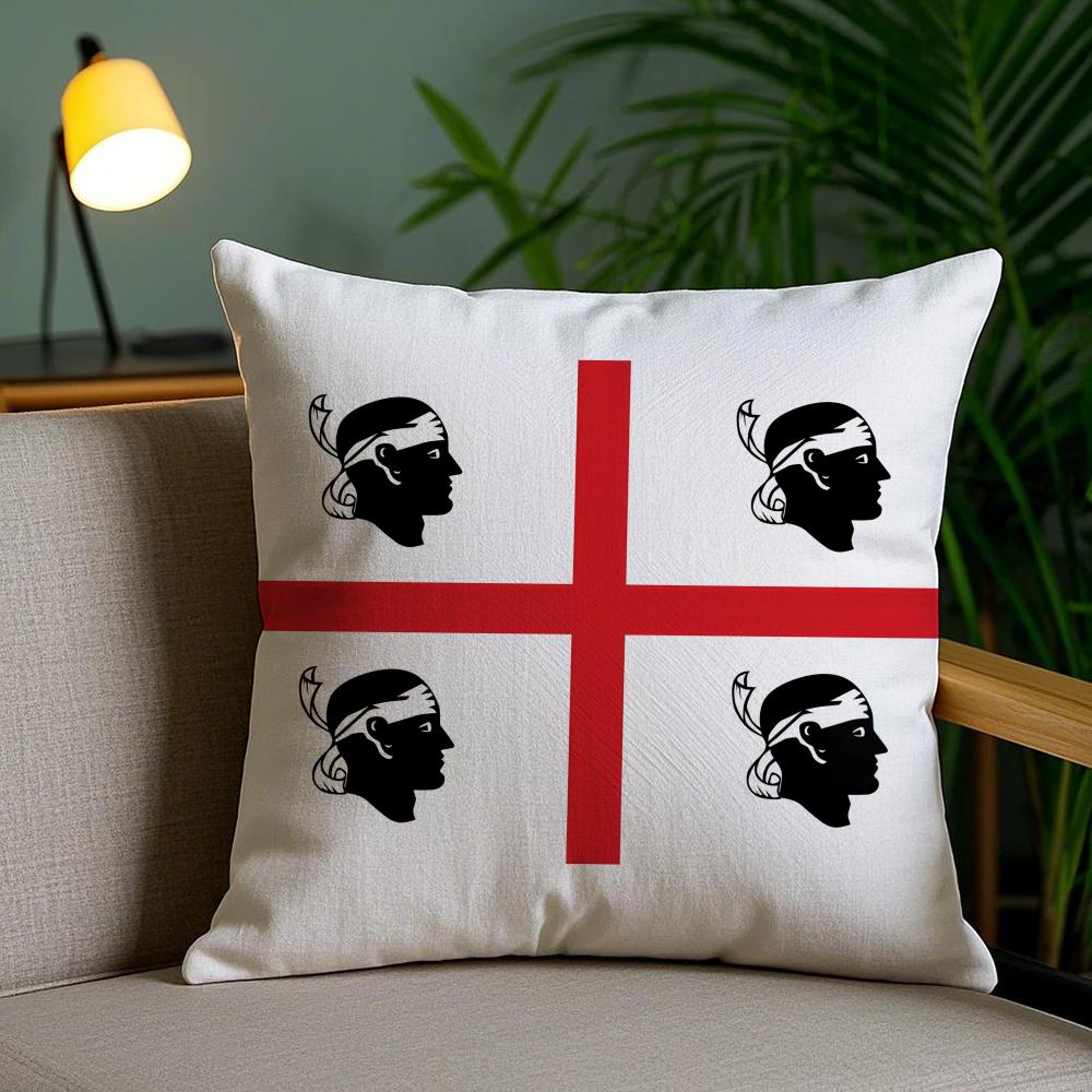 Corsica Flag French Region Cushion Cover Plush Fabric Soft Double-Sided Printed Invisible Zipper Sofa Pillow Case Home Decor