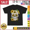 Sugar Skull Day Sunflower Funny Halloween Floral Bone Head T Shirt Mens Womens Tees Top Men Women NEW
