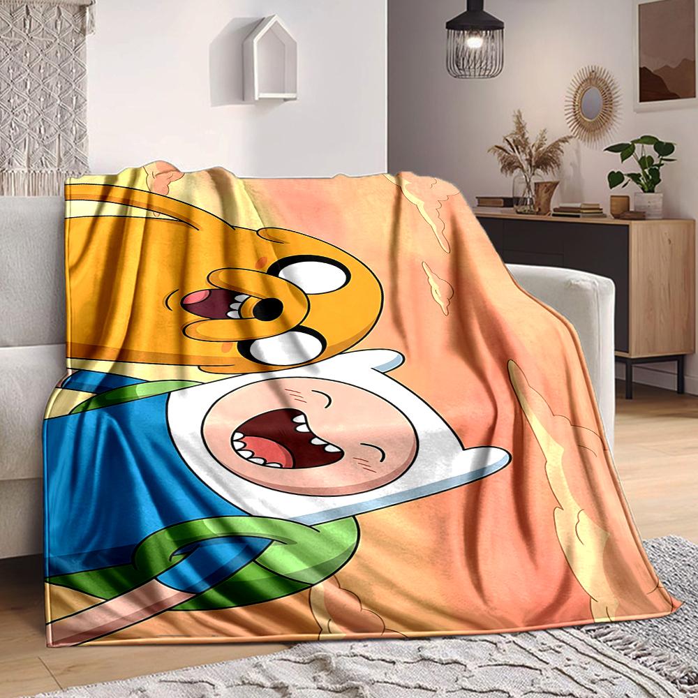 1Pc Adventure Time Friendship Flannel Blanket, Soft And Comfortable, Casual Warm, Camping Travel, Christmas, Halloween Xmas Gift S1111