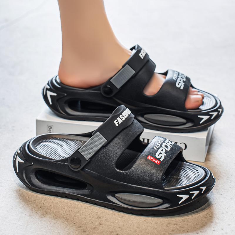 Slippers men wear summer non-slip thick soles two wear sports beach shoes men's casual driving trend sandals men's drag