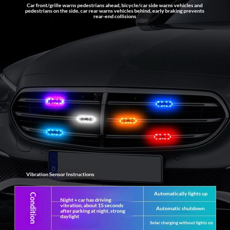 2Pcs Car Solar Charging-Free Anti-Rear Collision And Explosion-Proof Safety Light Motorcycle Brake Tail Light Modified Flash