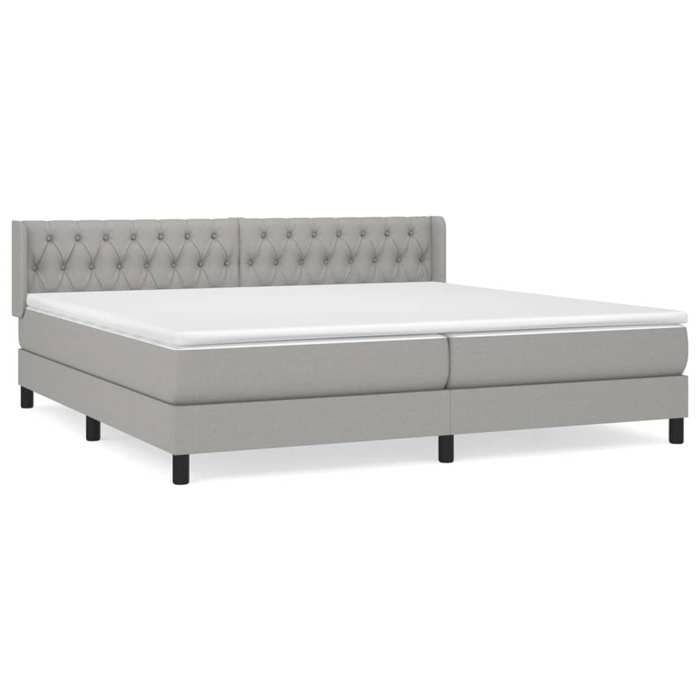 Sommier à lattes avec matelas - 200x200cm - Tête de lit réglable - Gris clair - 2 places