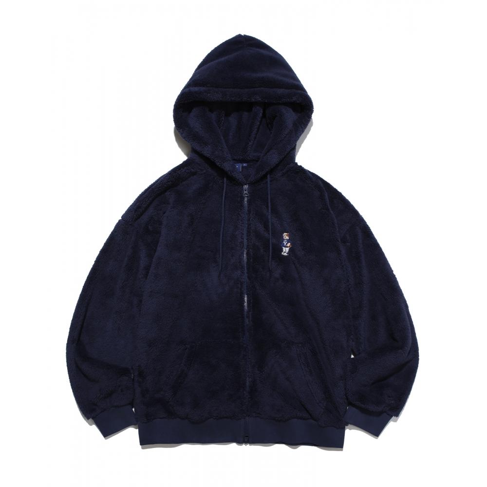 

YALE SILKY BOA EMBROIDERY UNIVERSITY DAN HOODIE ZIP UP NAVY