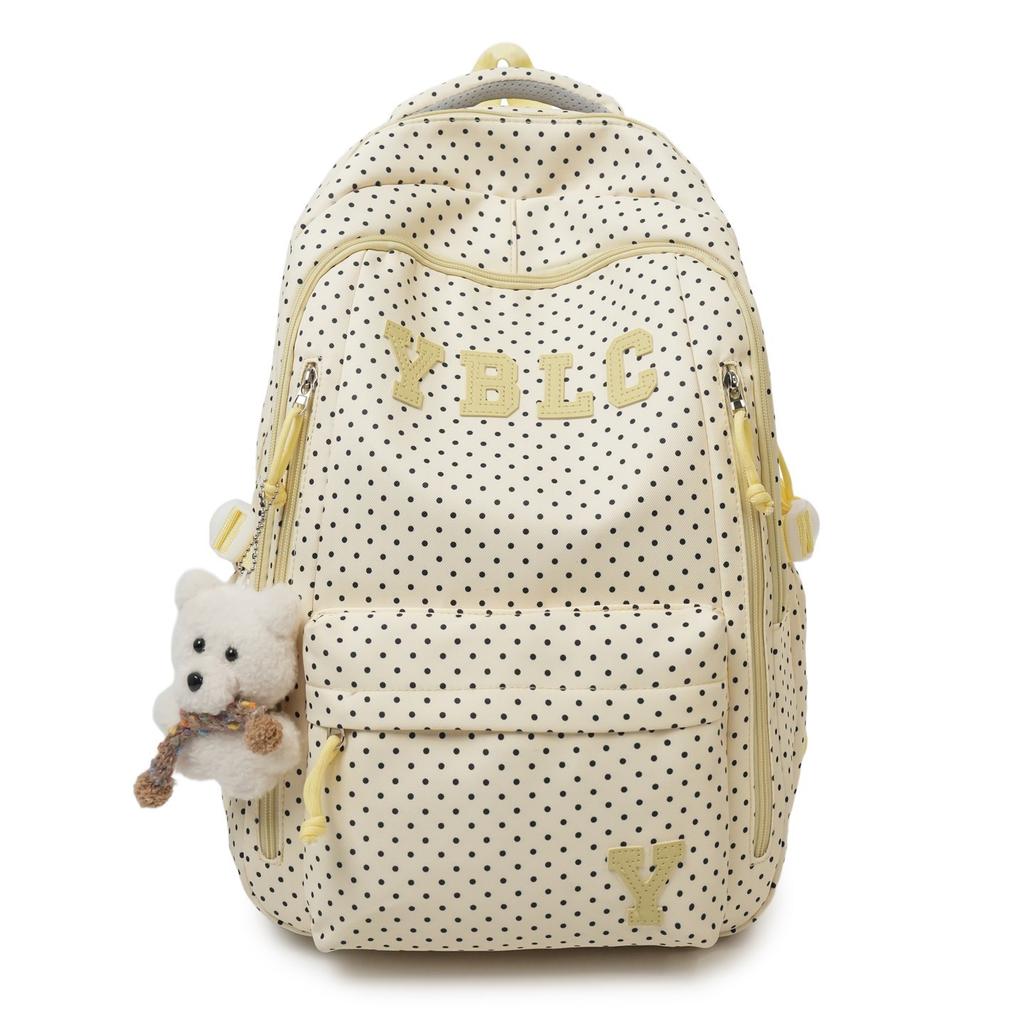 Schoolbag School Bag Junior High School Girls Ins Polka Dot Backpack High School Students Large Capacity Computer Bag Burden Reduction Ridge Backpack