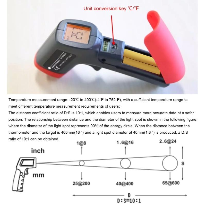 Thermometers Temperature Measurement Tool -20 To 400℃ IR Thermometers for Industrial Handheld Temp Reader