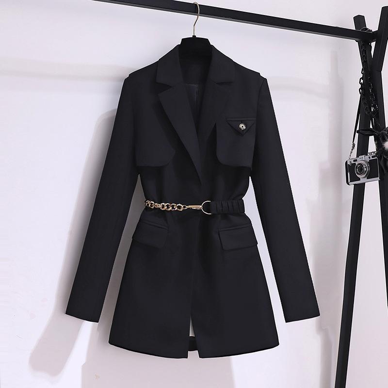Sense Black Small Blazer Womens Autumn and Winter Clothing Latest Korean Version Comfortable Fit Everyday Long Sleeves