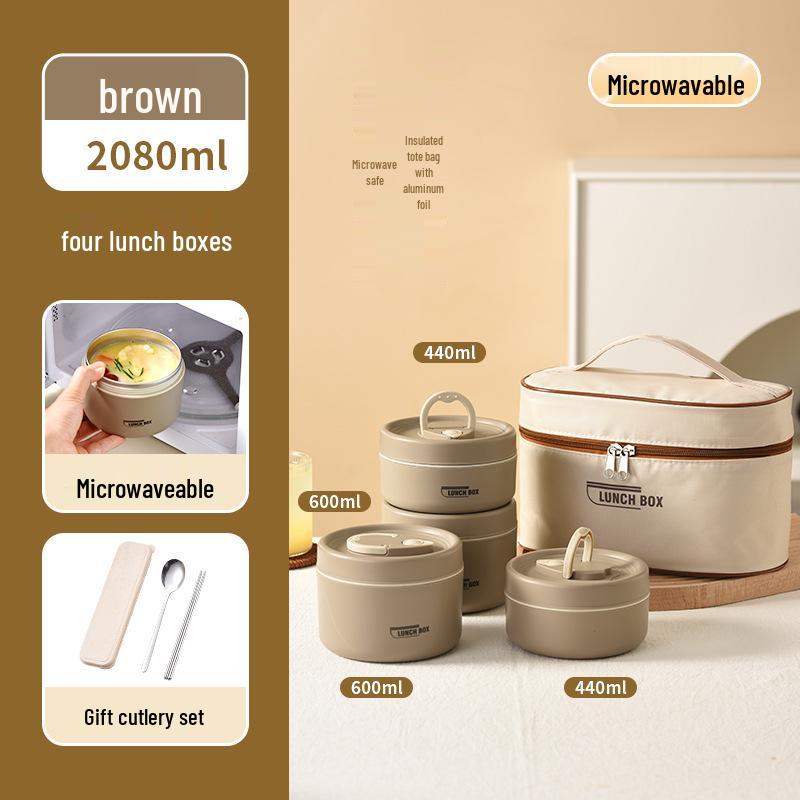 304 Stainless Steel Leak-Proof Multi-Layer Insulated Lunch Box for Office Workers & Students, Microwave Safe & Portable