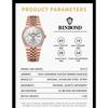 BINBOND Top Luxury Men's Quartz Watch Men's Diamond Watch Waterproof Night Light Date Week Stainless Steel Watch