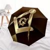 Golden Masonic Square and Compasses Symbol Umbrella, Portable 3-Fold Umbrella for Men & Women, Valentine's Day