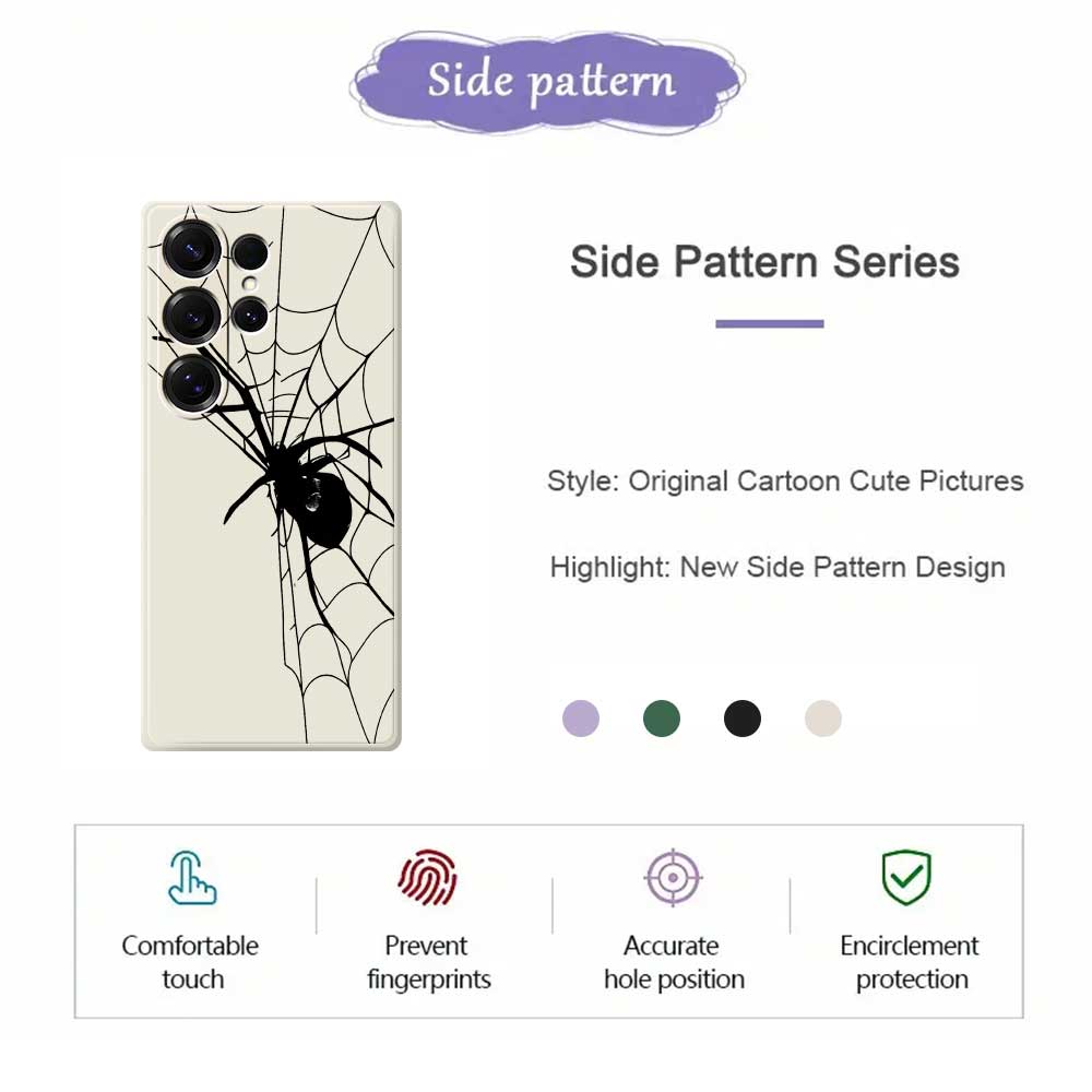For Samsung Galaxy S25 Ultra Case Spider Pattern Printing Straight Edge TPU Phone Back Cover