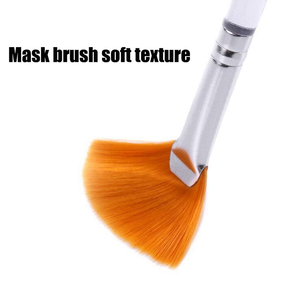 Professional Face Mask Brush Set, White and Orange Fan Applicators, Synthetic Bristles, 12.5cm Length, 4 Pack