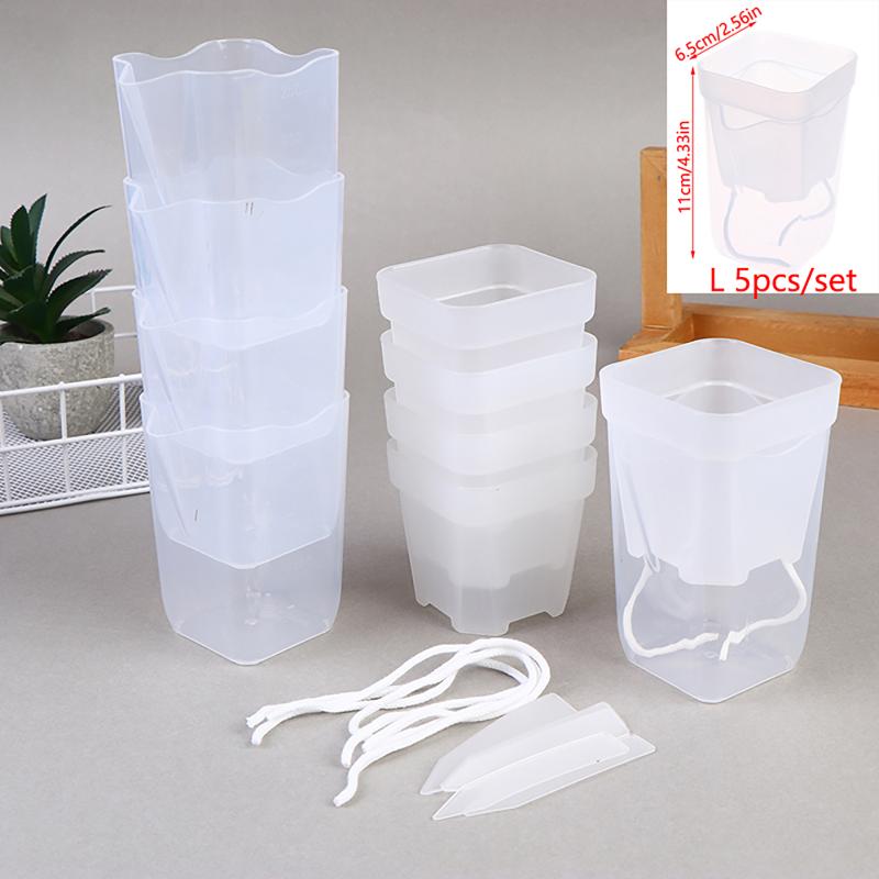 

5 шт. Самополивающиеся горшки для растений Двухслойные цветочные горшки Кашпо с дренажным отверстием Резервуар для рассады Горшок для рассады L