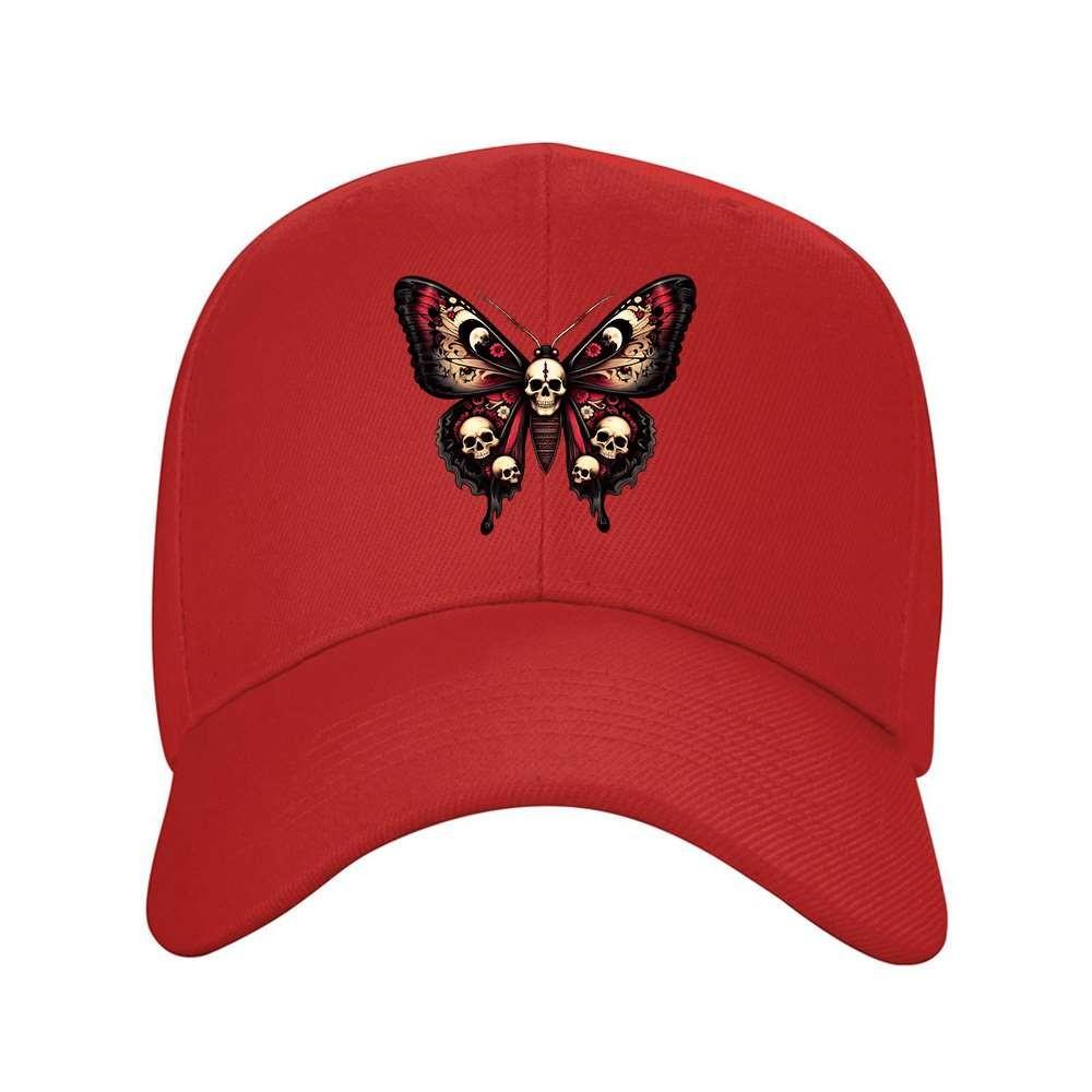 Skull Butterfly Design Baseball Cap Mysterious Dark Print Adjustable Unisex Outdoor Hat