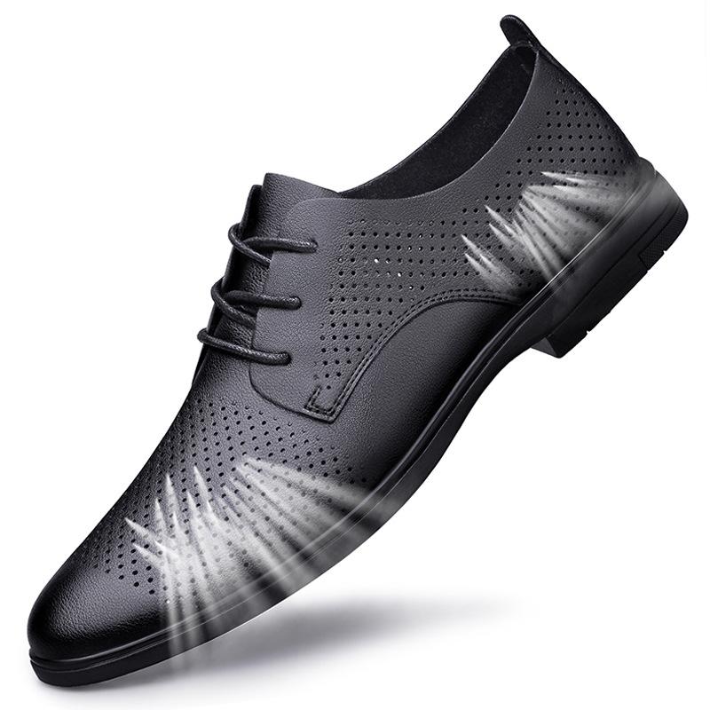 

Полые и дышащие мужские однослойные остроносые повседневные кожаные туфли из коровьей кожи, зеленые, на шнуровке, формальные кожаные деловые кожаные туфли 46