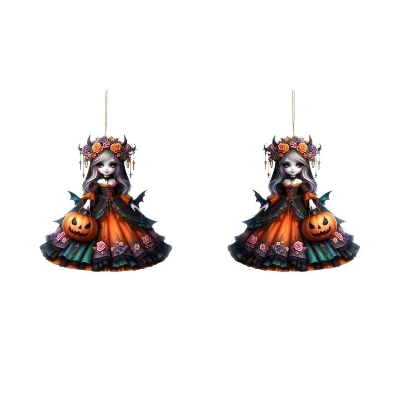 Witch Halloween Pumpkin Pattern Acrylic Pendant For Holiday Decoration Prop