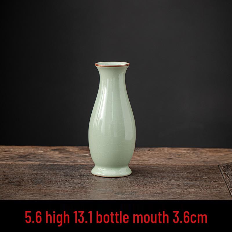 Elegant Bean Green Ceramic Vase - Ru Kiln Luxury Home Decor, Multiple Shapes for Living Room Flower Arrangements