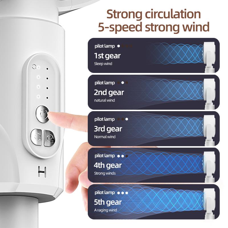 Air Turbine Circulation Fan Floor-standing Fan 5-gear Adjustable Air Circulating Fan Adjustable Height Timing Control Rechargeab