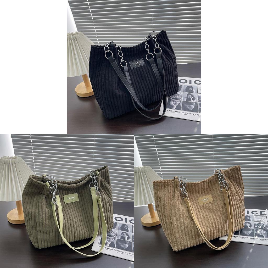 Large Capacity Velvet Chain Tote Bag For Women With Zipper Closure For Daily Use