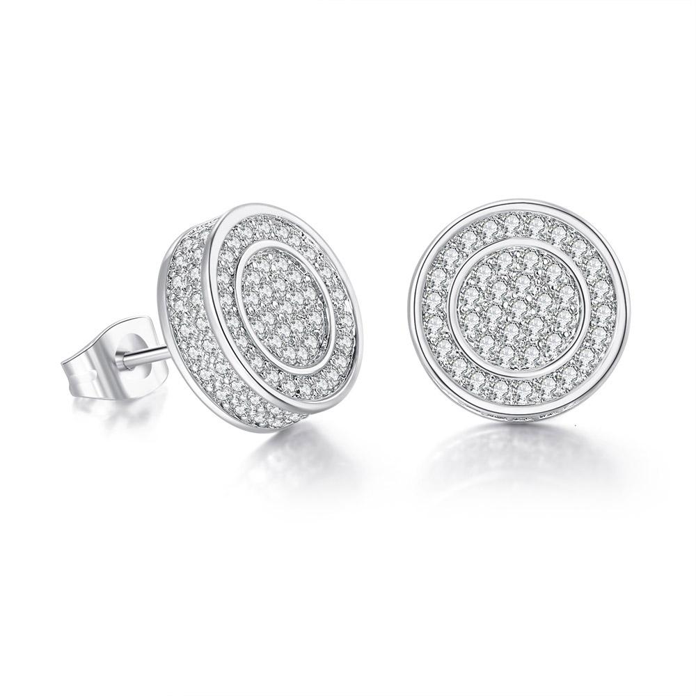 Hiphop Rock Stud Earrings For Women Classic Gold Color Jewelry Crystal Iced Out CZ Piercing Cartilage Ear Accessories Wholesale