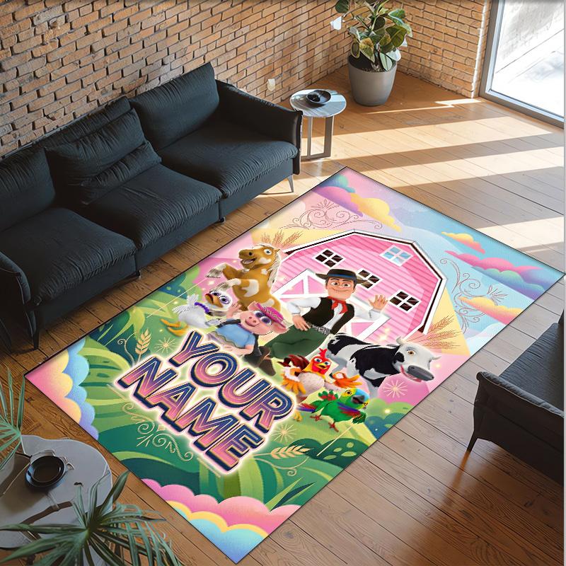 Personalized Crystal Velvet Carpet Custom Name Text,La Granja de Zenón Anti Slip Area Rug For Home Decoration