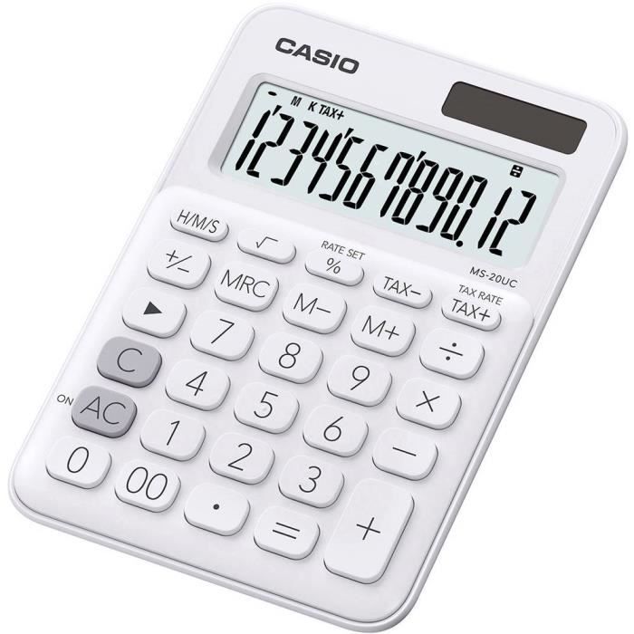 Calculatrice de bureau - casio - ms-20uc-pk - rose - écran 12 solaire - dimensions 105x23x149.5 mm