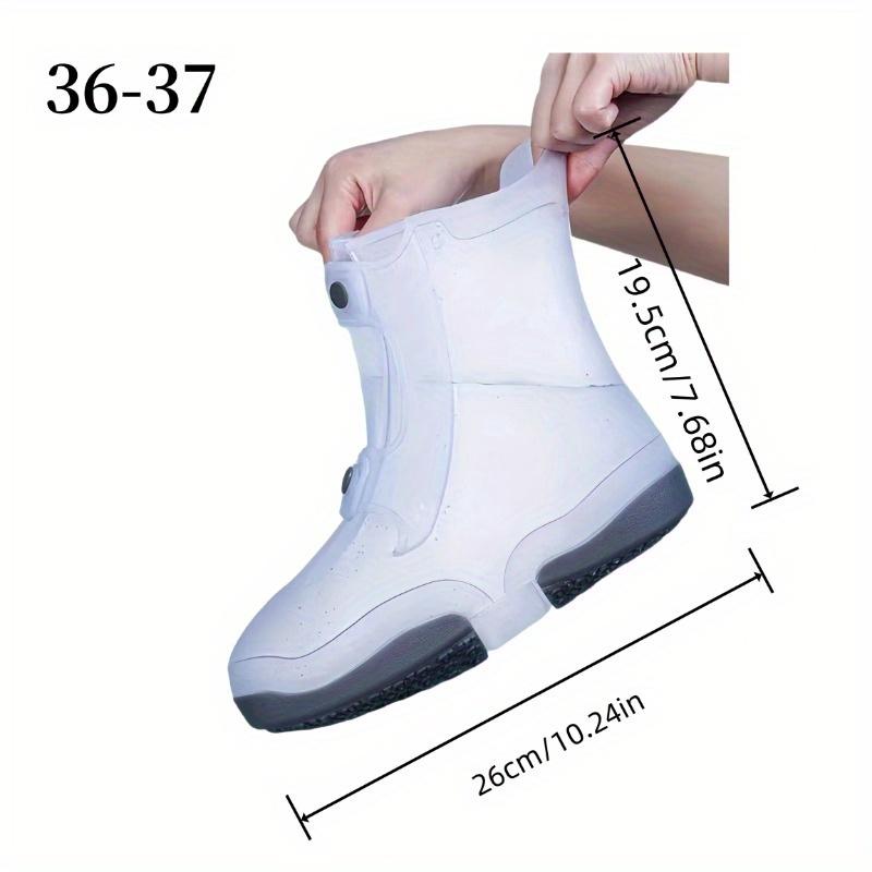 1 Pair Dual-Tone Waterproof Shoe Covers - Washable, Non-Slip with Secure Button Closure, Durable Rubber Rain Boots for Outdoor Activities