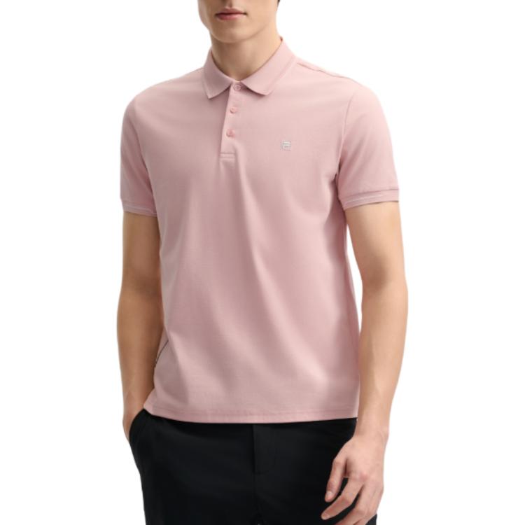 FILA White Five Color Polo Soft Skin-Friendly Fashion Versatile Knitted Short Sleeve Polo Shirt Men Polo Shirts Light-Gray Pink F11M523105F-PK