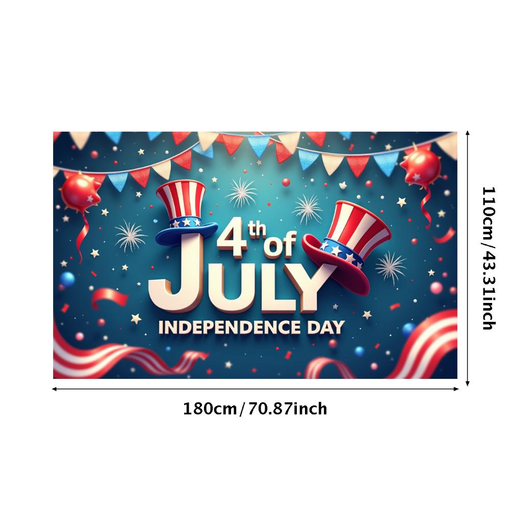 Lightweight Fabric Event Flag Durable Material Party Prop Red White Blue Theme Stars and Stripes American Themed Banner