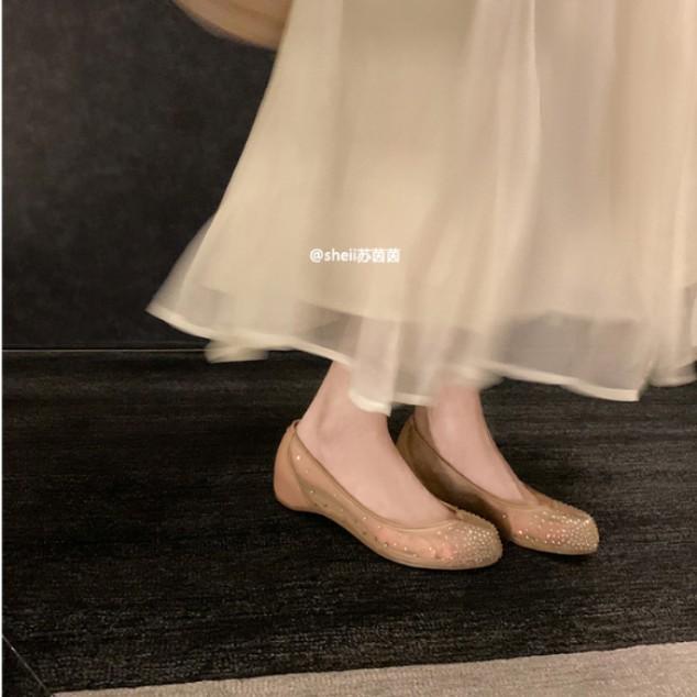 Cowhide version~ Genuine leather red flat-bottomed split-toed shoes women's new pig's trotters, horseshoes, one-pedal ballet light mouth single shoes