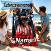 Custom Name Personalized football team Print Beach Towel, for Trip Camping Beach Party Home Decor, Birthday Gift for Family & Friends
