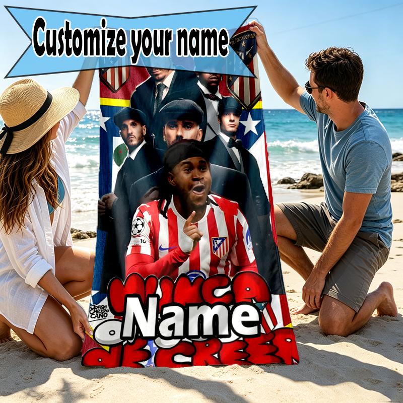Custom Name Personalized football team Print Beach Towel, for Trip Camping Beach Party Home Decor, Birthday Gift for Family & Friends