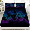3pcs Fitted Sheet Set Colorful Visual Splendor 3D Print 100% Polyester Breathable Bedding Set for Home Decor with 2 Pillowcases