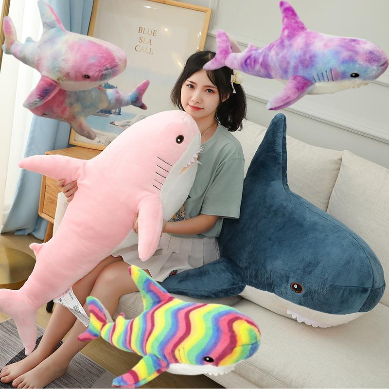 15-100cm Shark Stuffed Romantic Colorful Animal Soft and Cute Plush Toy Accompanying Kids to Sleep Gift interior Decoration
