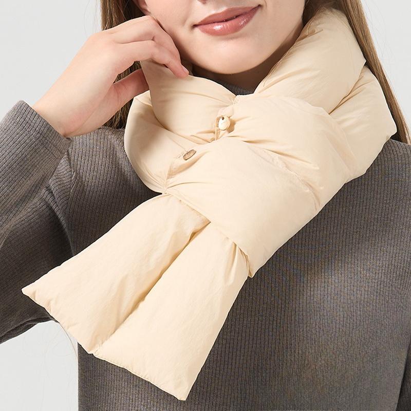 Korean Autumn and Winter Scarf  Down Cloth  Warm Scarf  Women's High End Fashion and Versatile Outdoor Men's Neck Protection and Cold Protection Scarf