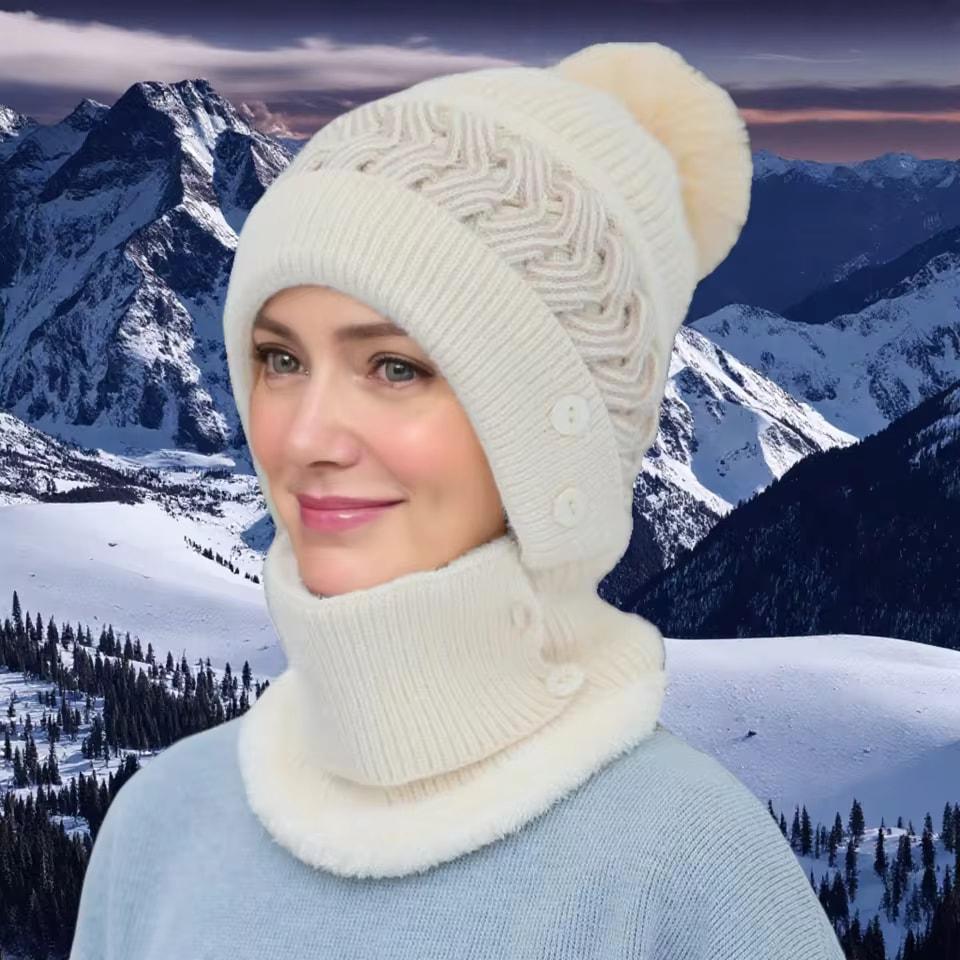 Neuer Stil Damen Bommel Wintermützen Plüsch Pelzgefüttert Warm Halten Wintermütze Damen Winddicht Kälteschutz Verdicken Sturmhaube Mütze