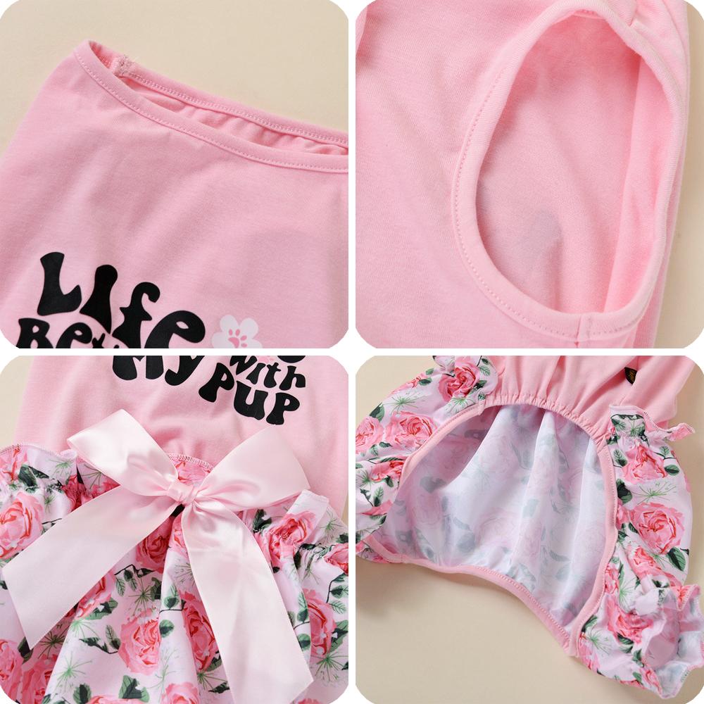 Floral Dog Jumpsuit Summer Overalls for Small Dogs Girl Puppy Clothes Pajamas Cat Outfits Pink Rose Flower Dog Costume 2024 New