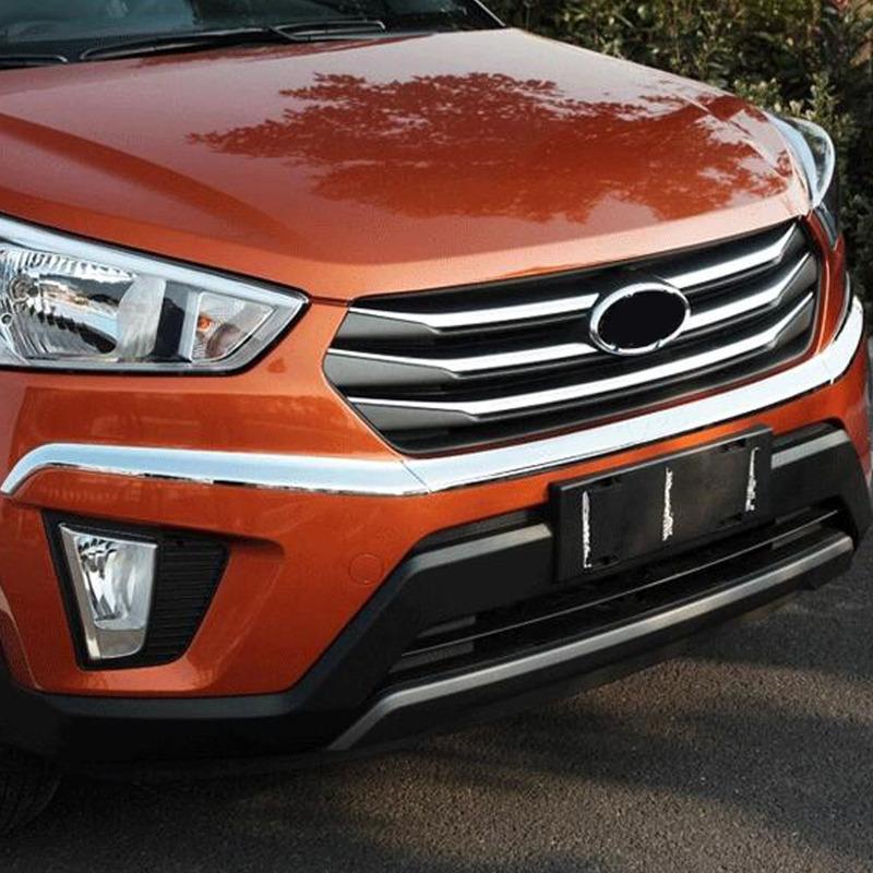 Cover Bumper Engine Chrome For Hyundai Creta IX25 2014 2015 2016 2017 2018 Trim Front Racing Grid Grill Grille Frame 3PCs
