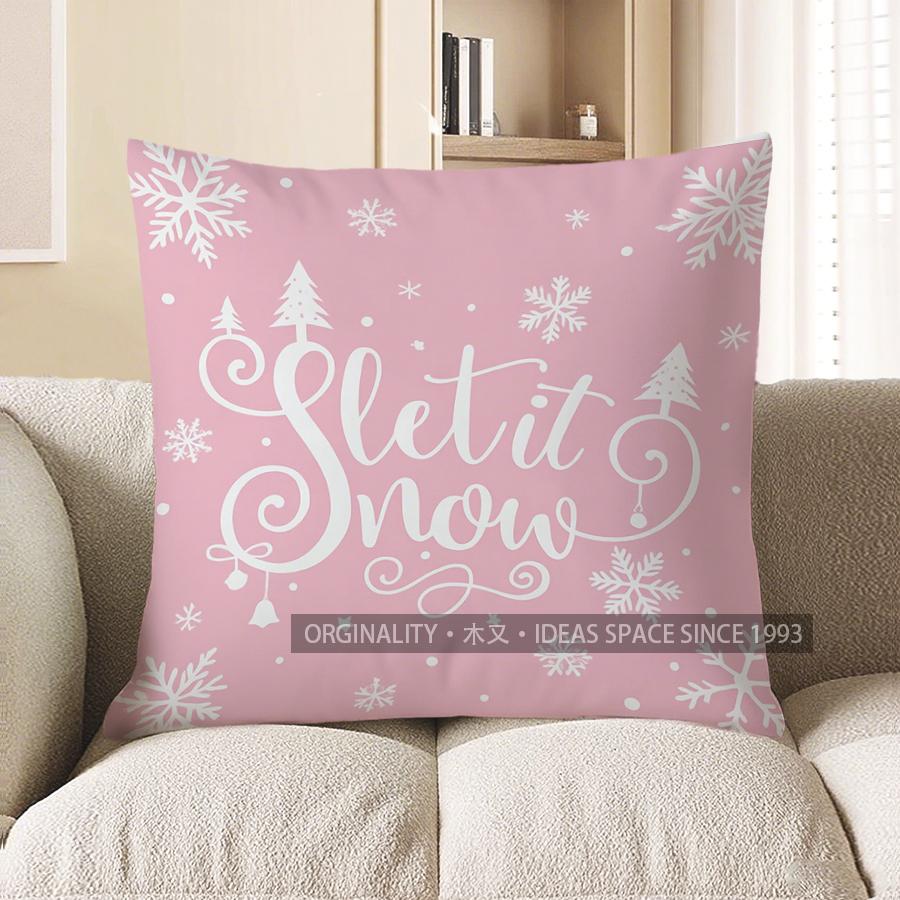 Home Decor Pink Snowflake Pattern Decorative Pillow Cover Pattern Cushion Cover Suitable For Sofa Bedroom Car Pillow Cover