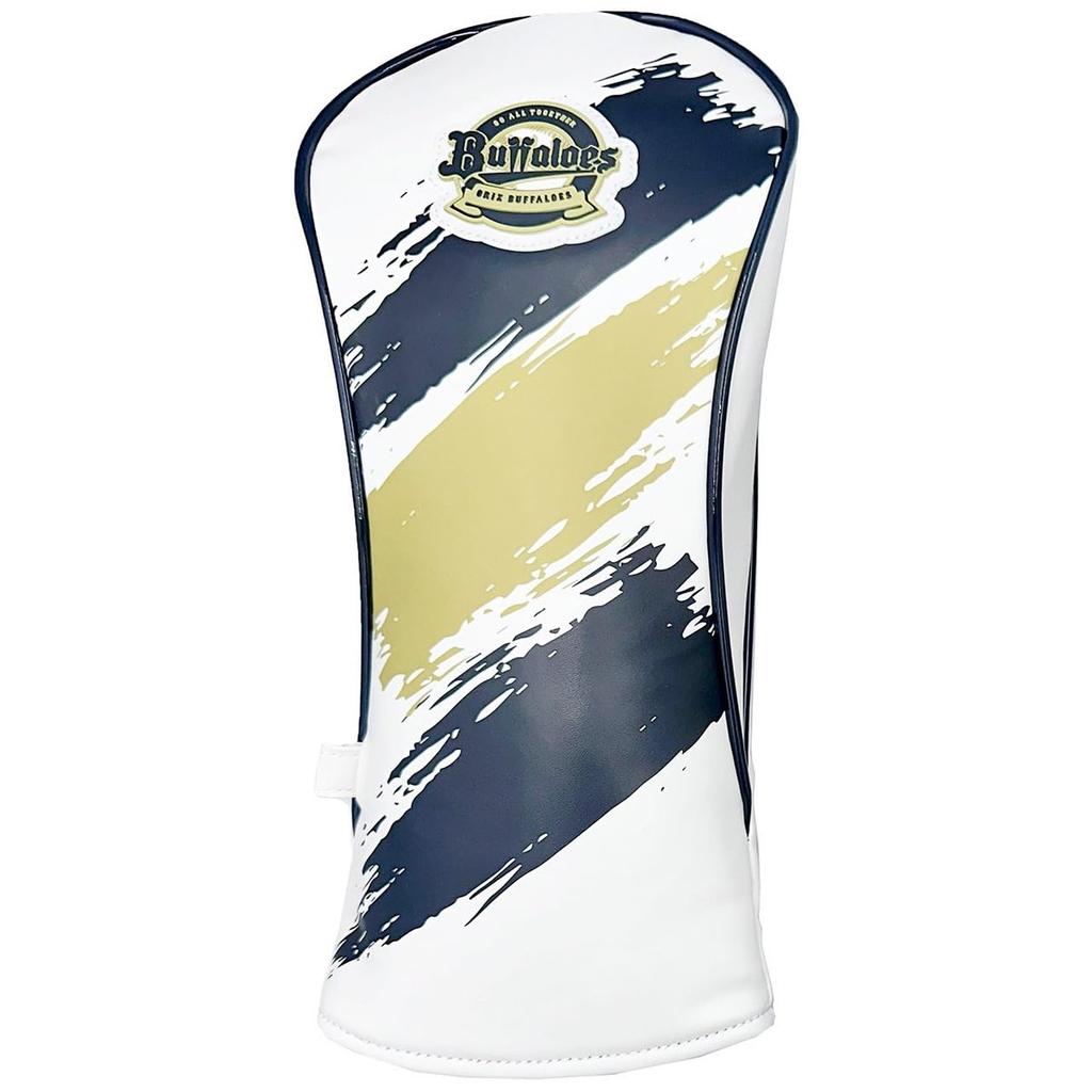 Lezax Orix Buffaloes Golf Driver Head Cover, Synthetic Leather Club Protector, White OBHC-6863