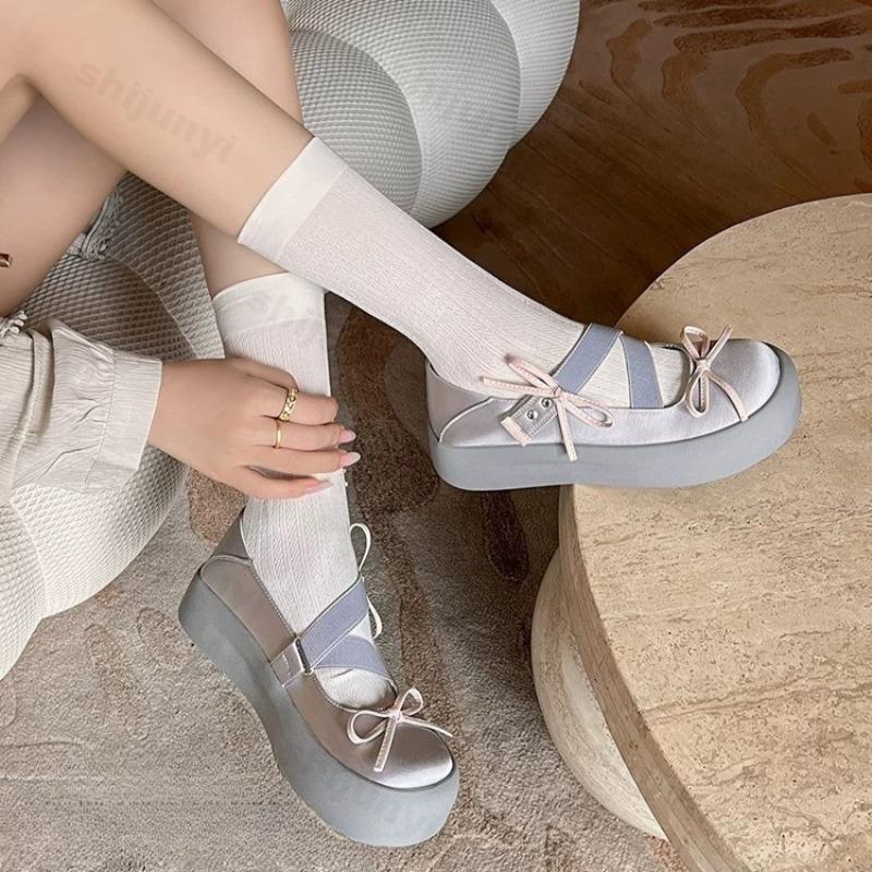 Fashion 2025 Autumn New Elegant Bow Design Shallow Mouth Casual Thick Soled Mary Jane for Women Comfortable Fashion Ballet Single Shoes