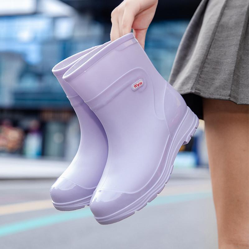 

Японские новые средние резиновые сапоги для дождя, женская модная обувь для воды, нескользящая обувь для воды среднего размера для взрослых, высокие резиновые сапоги для дождя 40