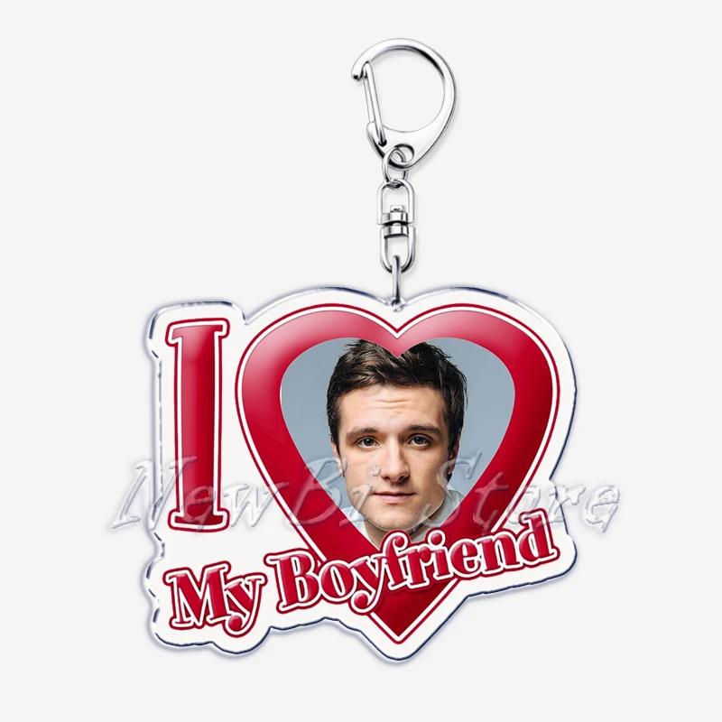 Hunger Games Popular I Love My Boyfriend Josh Hutcherson Key Chain Keychains Movie Ring for Bag Pendant Keyring Jewelry Gifts