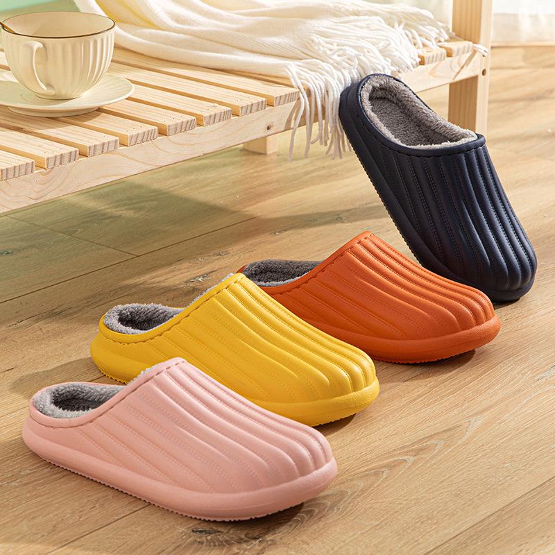 Waterproof Non-Slip Cotton Slippers for Outdoor & Indoor Use, Unisex, Warm for Autumn & Winter.